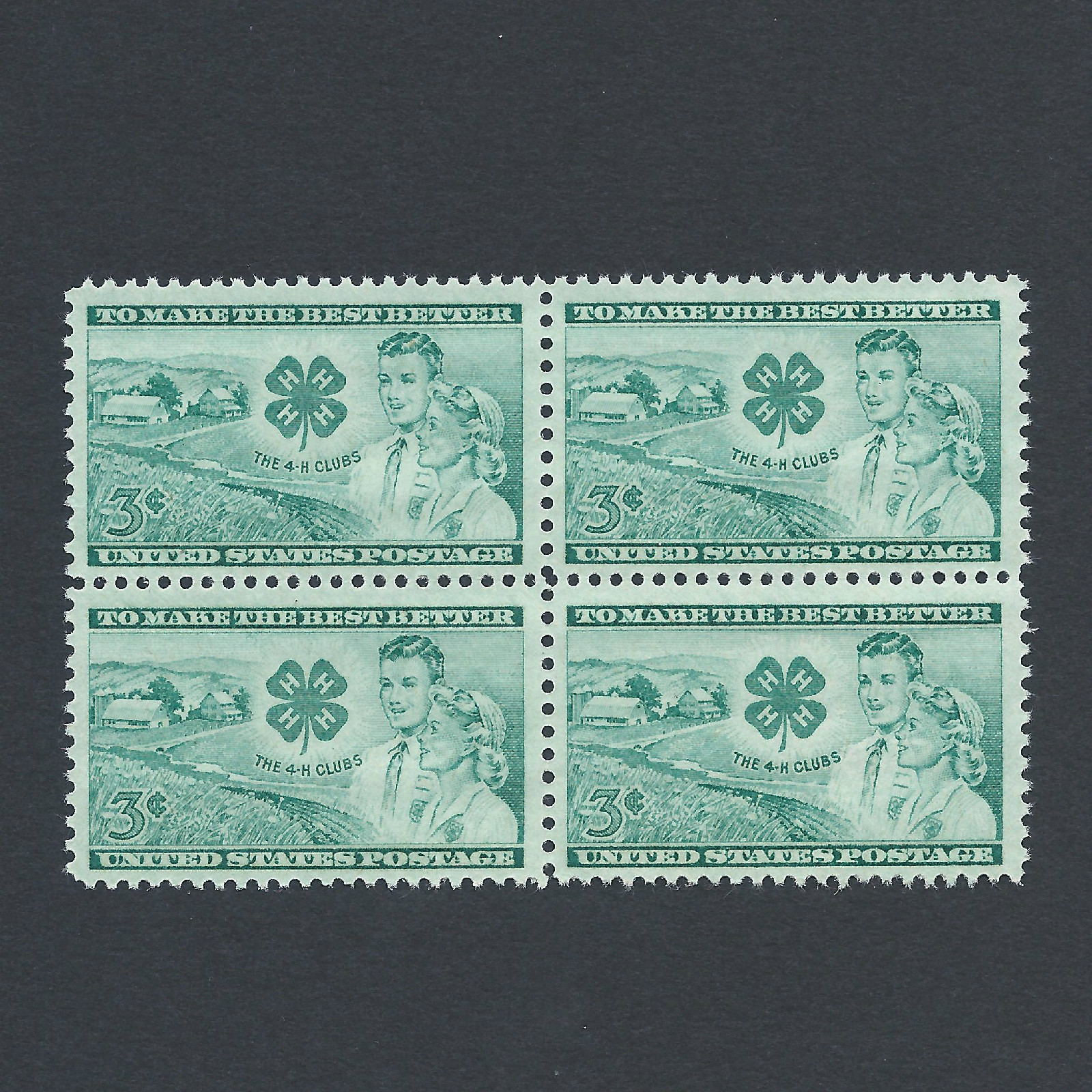 The 4-H Club – Vintage Mint Set of 4 Stamps 74 Years Old!