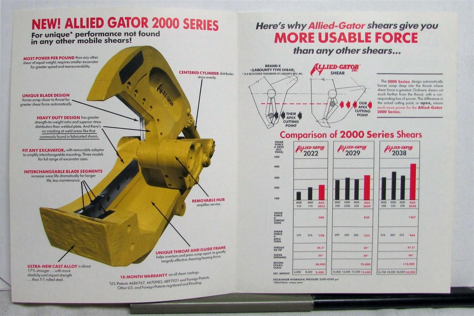 1992 Allied Gator 2000 Series Mobile Shears Construction Sales Folder