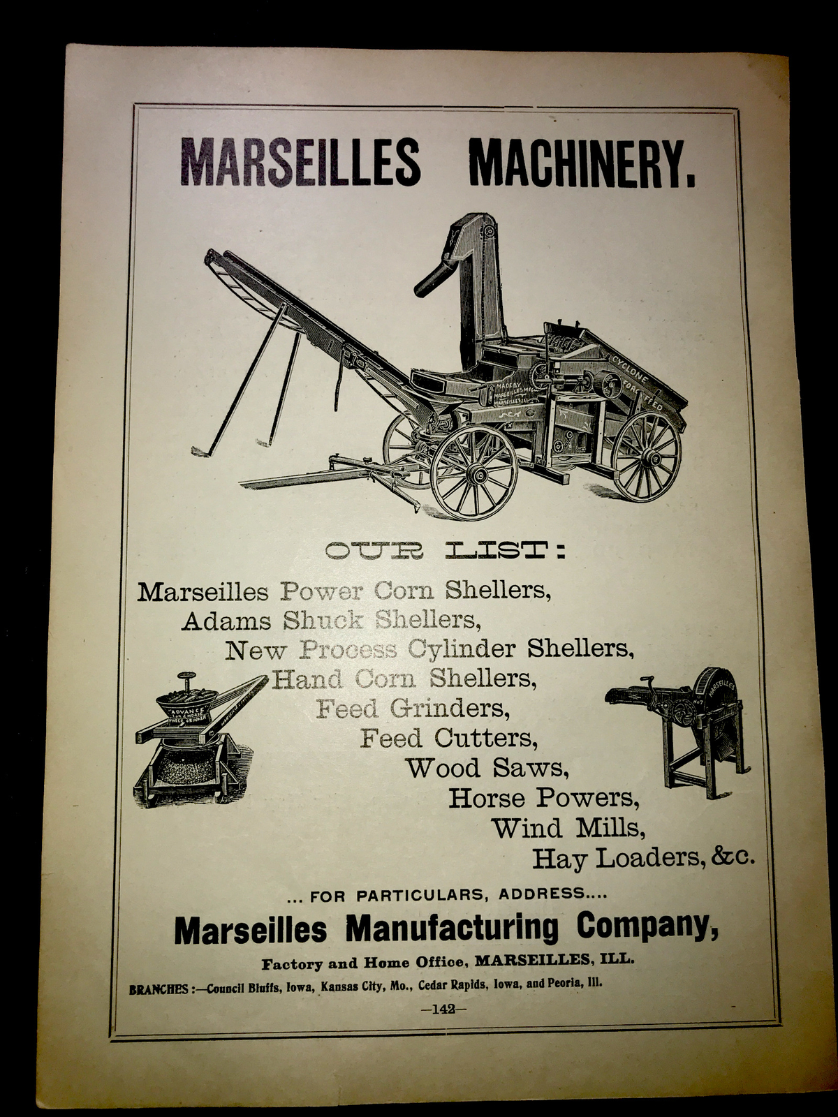 1898 Marseilles Farm Machinery Advertising – Canton – Illinois