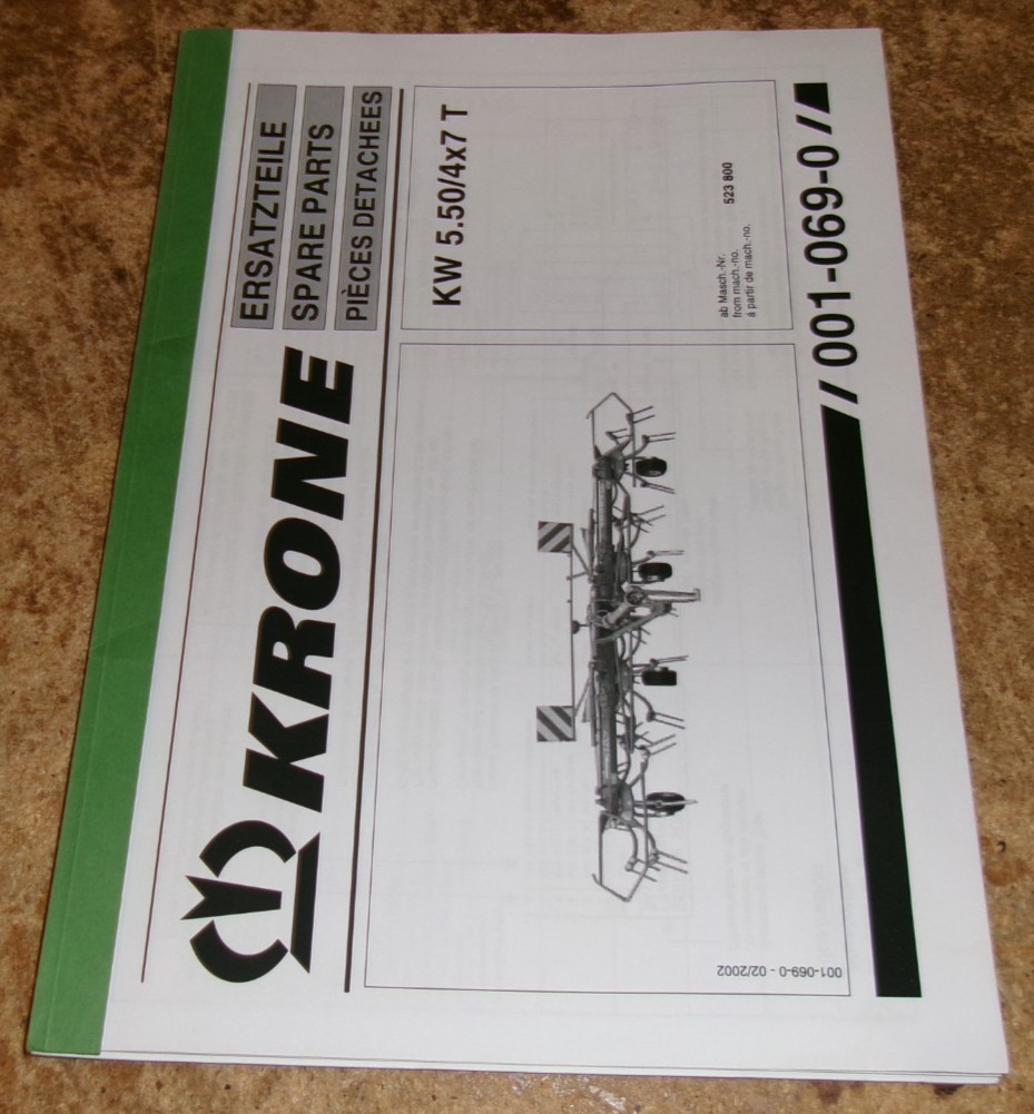 2002 krone hay tedder parts manual in nice shape used