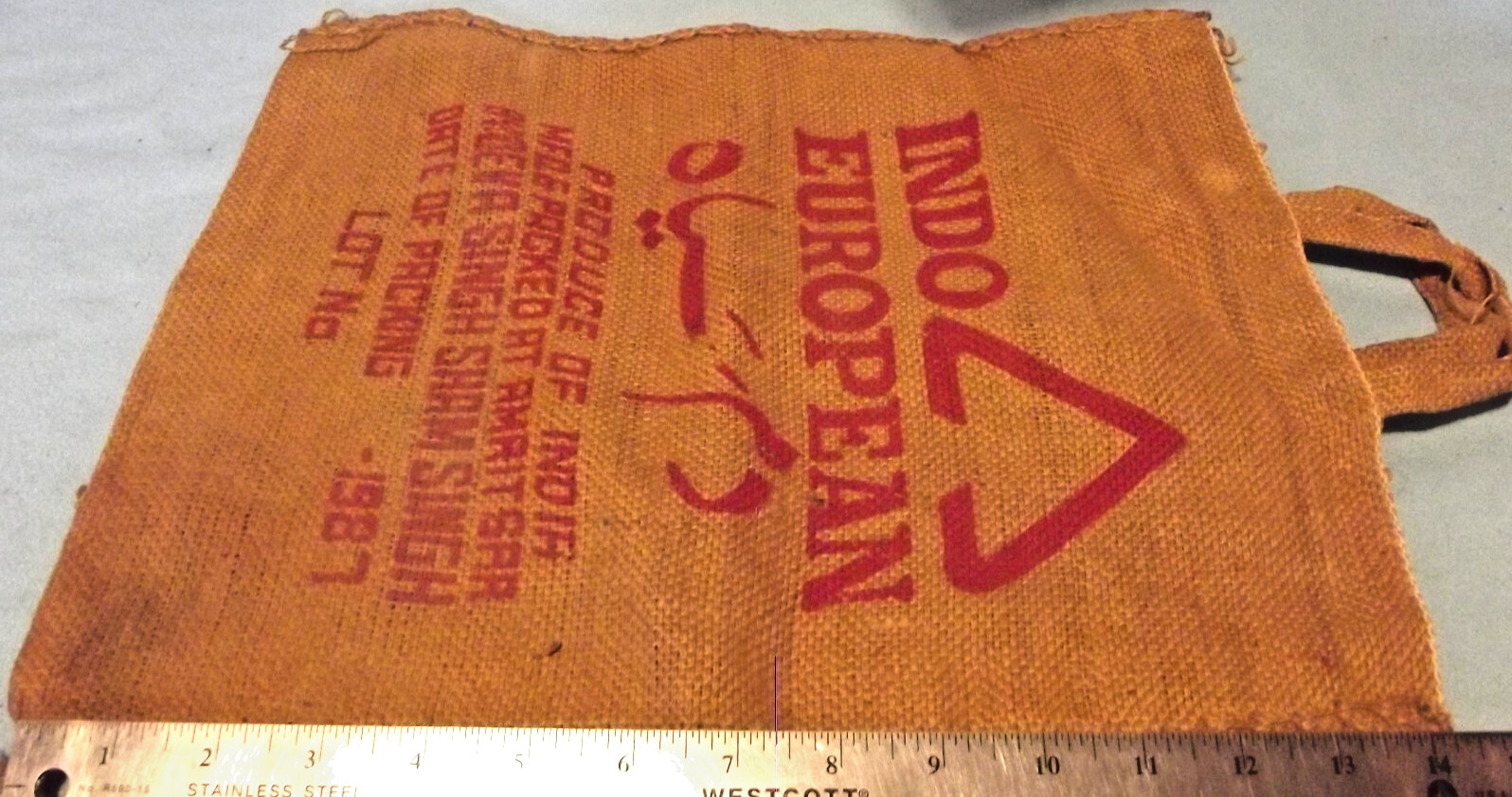Vintage ELEPHANT BRAND #817 Burlap Bag Handmade Purse Amritsar India 11lbs Rice