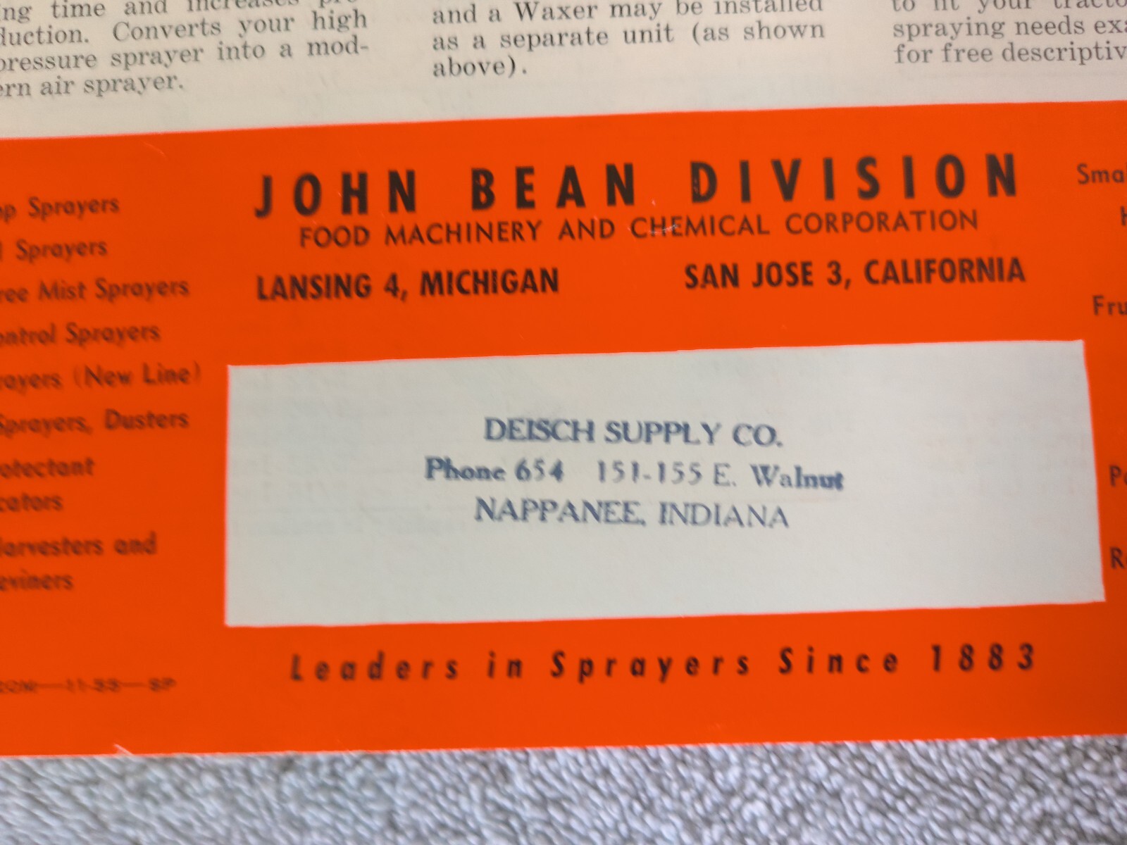 VINTAGE 1950&rsquo;s JOHN BEAN ALL PURPOSE SPRAYERS 24 Page BROCHURE/CATALOG