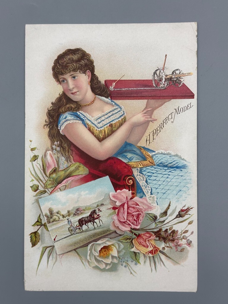 1880s EMERSON TALCOTT Salesman Sample Model FARM Advertising Trade Card ROCKFORD