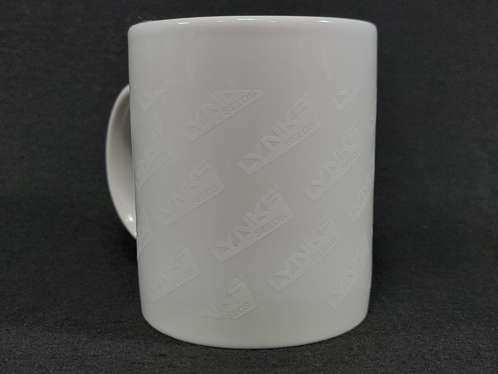 Lynks Seeds Coffee Cup Ghost Logos White on White Mug Agriculture Advertising