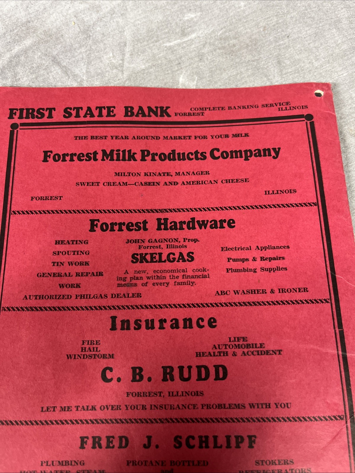 The Simplicity Farm Account Book Local Advertisement Forrest Illinois