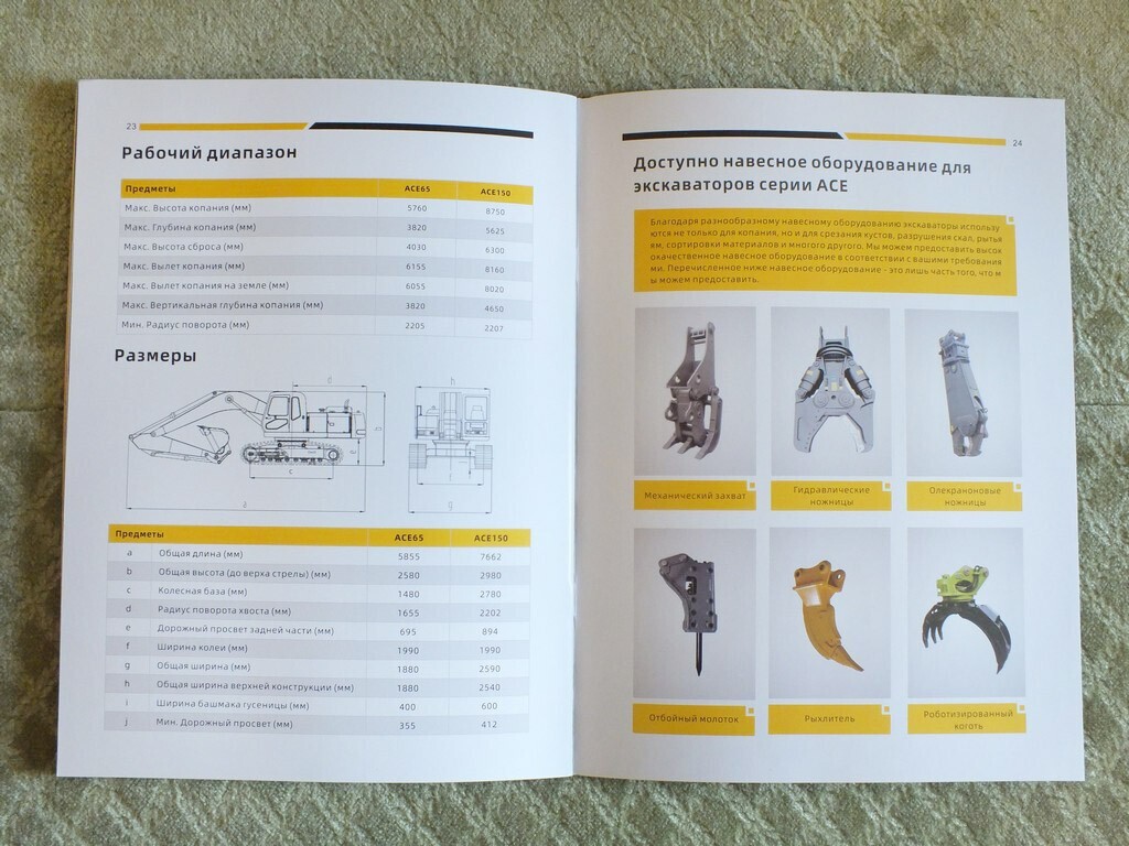 ACE 65 – 520 Chinese Crawler Excavators Construction Equipment Brochure 2022