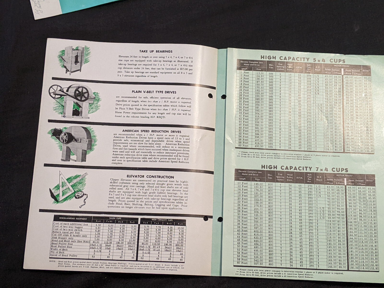 Vintage Clipper grain elevator cups advertising brochure. Saginaw MICHIGAN