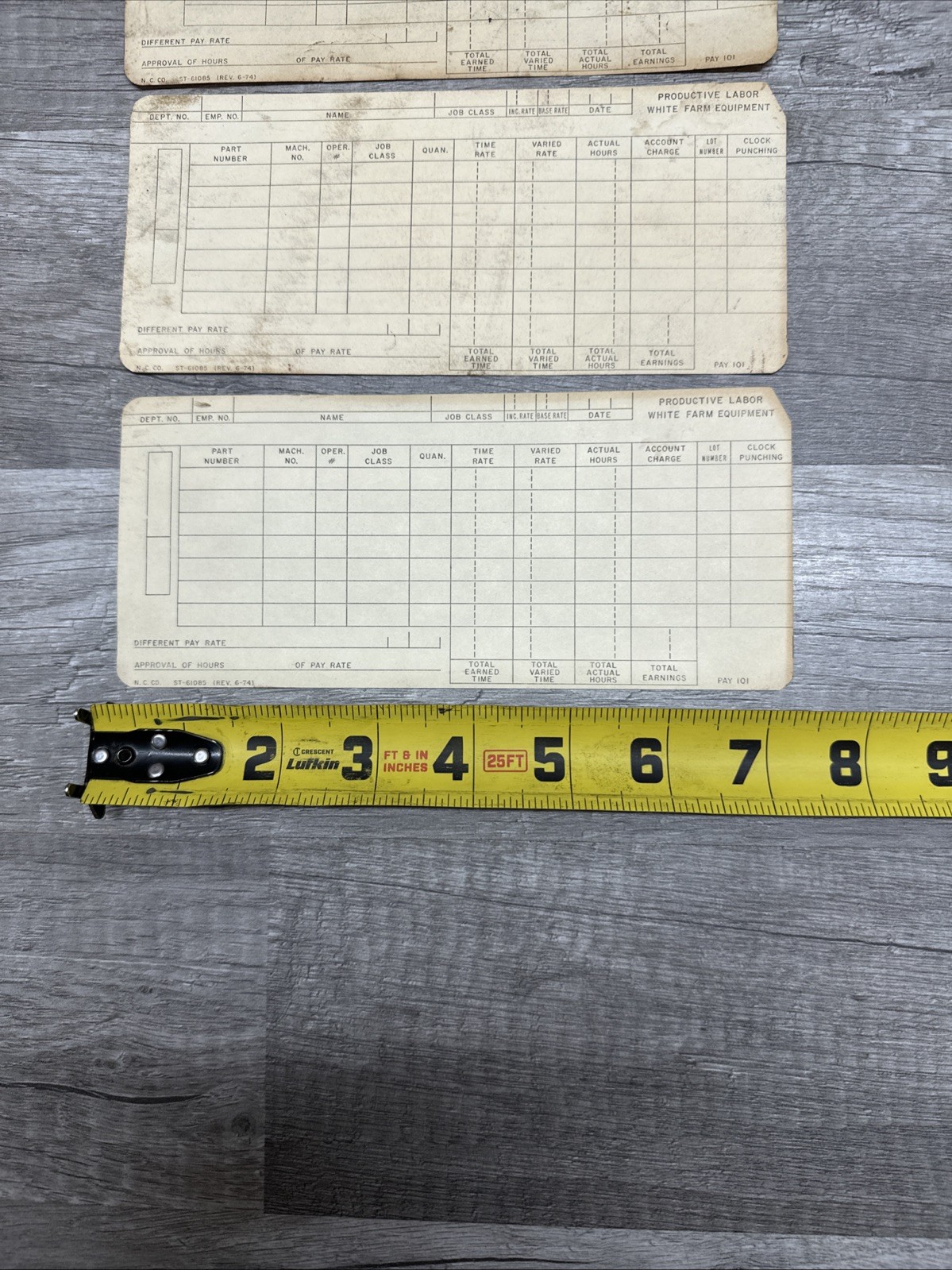 White Farm Equipment Co. & OLIVER Charles City, Iowa Employee Time Card
