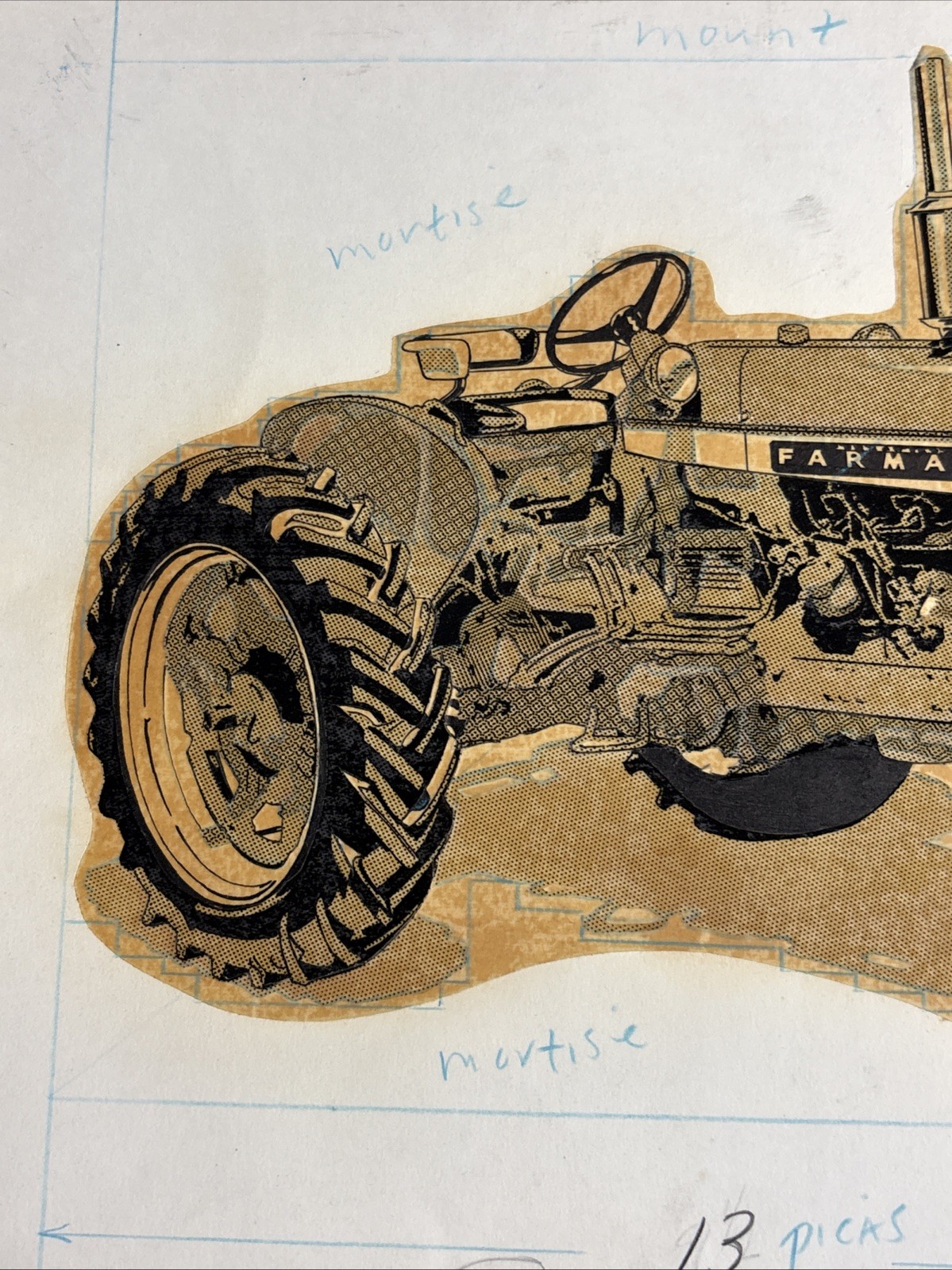 Vintage 1962 Farmall 504 Tractor Advertising Mock Up Art For Newspaper