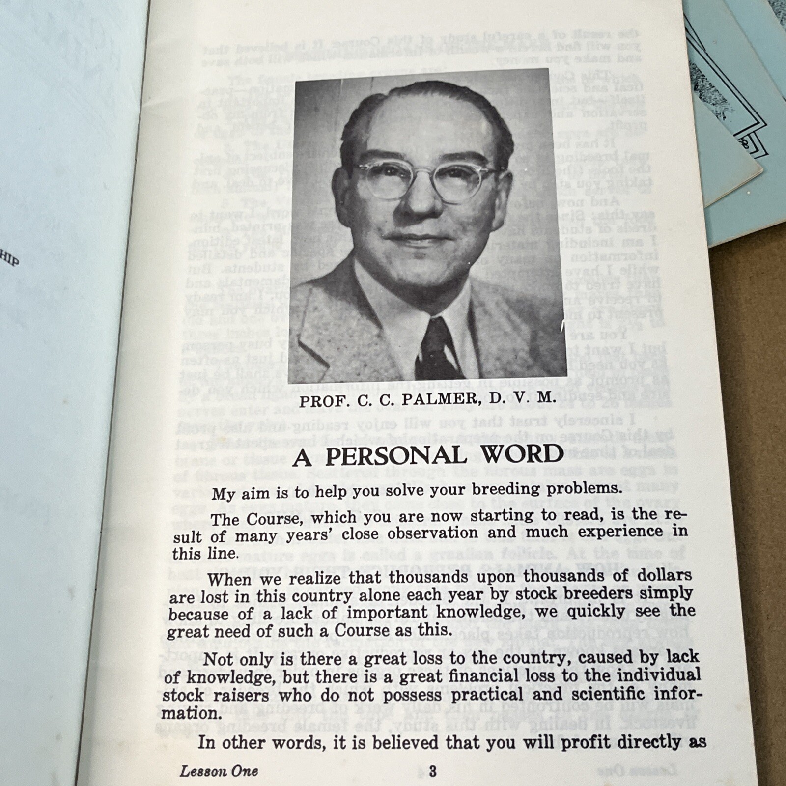 Vintage 1961 Beery School Horsemanship Animal Breeding Course – Partial Set