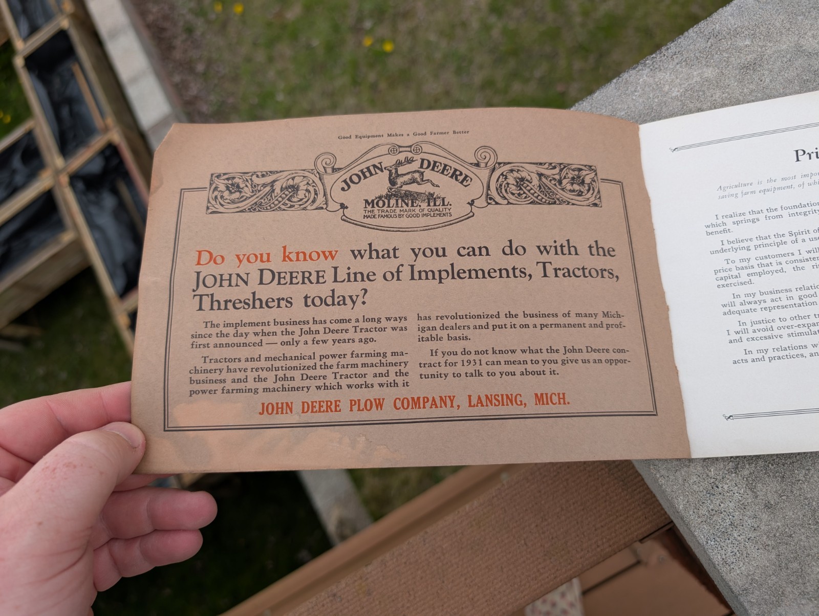 Michigan Farm Equipment Program 1930 Advertising John Deere Fordson Case Tractor