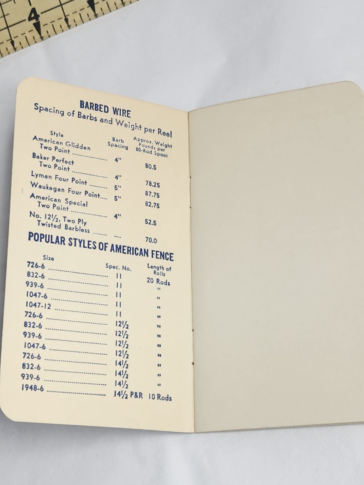 1953 NOS Patriotic American Fence US Steel Notebook Boone Grove, In