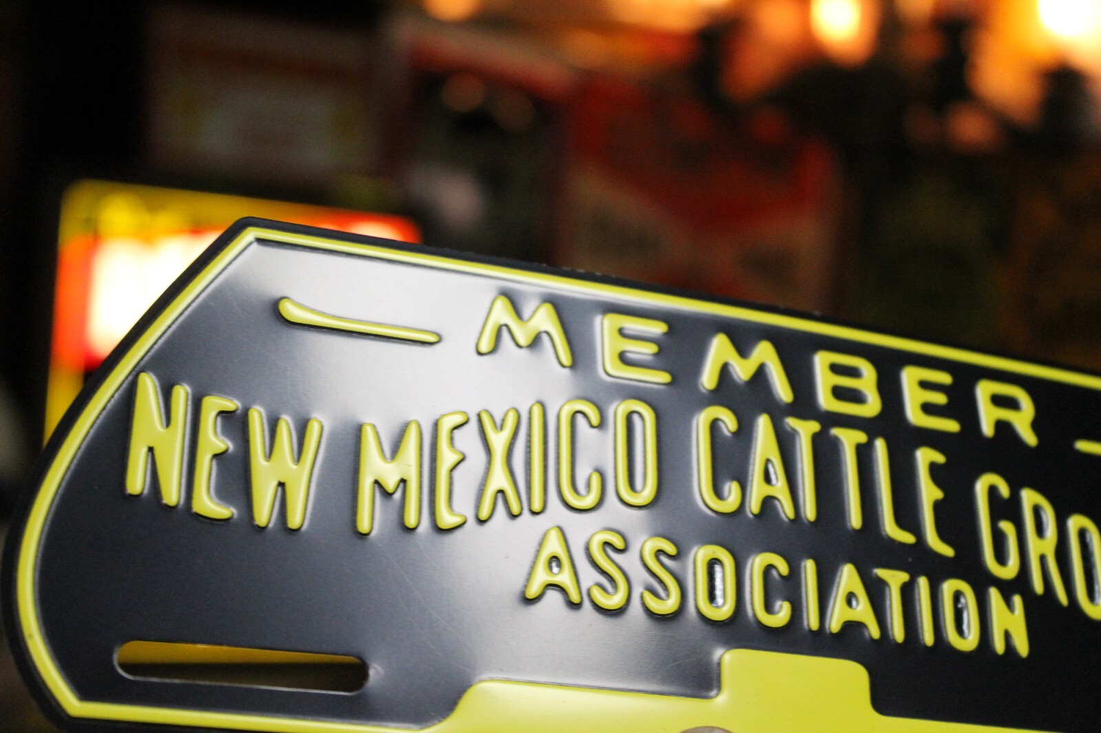 NEW MEXICO CATTLE CROWER MEMBER CO-OP FARM DEALER EMBOSSED METAL SIGN GAS OIL