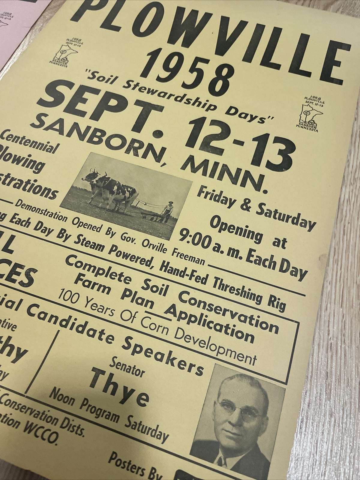 Sanborn MN Posters Plowville 1958 Plowing Threshing
