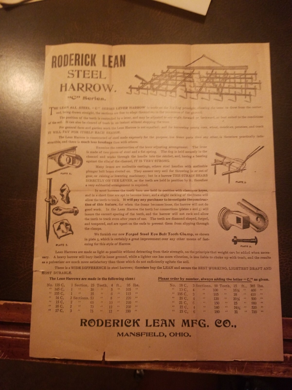 Vintage 1900s Roderick Lean Steel Harrow Advertisement Paper #1 Of #3 Different