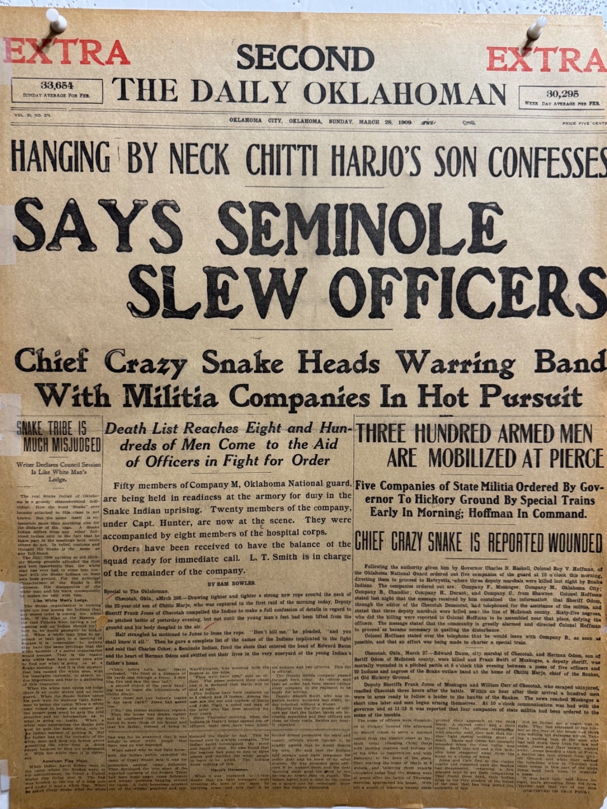 1909 CHIEF CRAZY SNAKE OKLAHOMA NEWSPAPER AD FREE SHIPPING