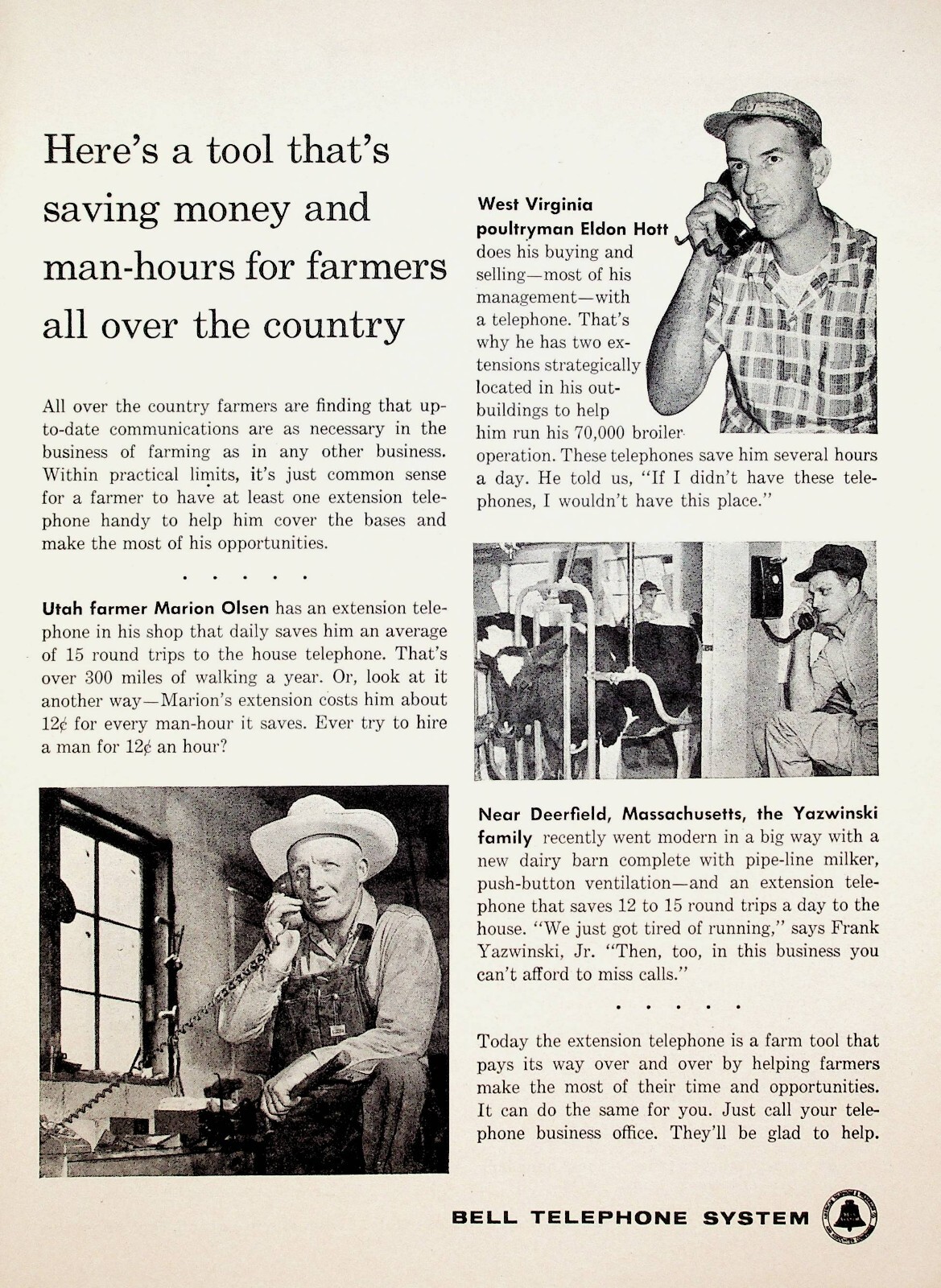 1960 Farmers Use Telephones as a Tool Bell Telephone System – Vintage Ad