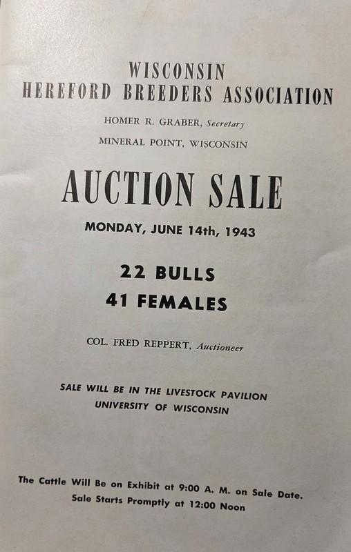1943 Wisconsin Hereford Cattle Breeders Assoc U-W Madison Livestock Pavilion