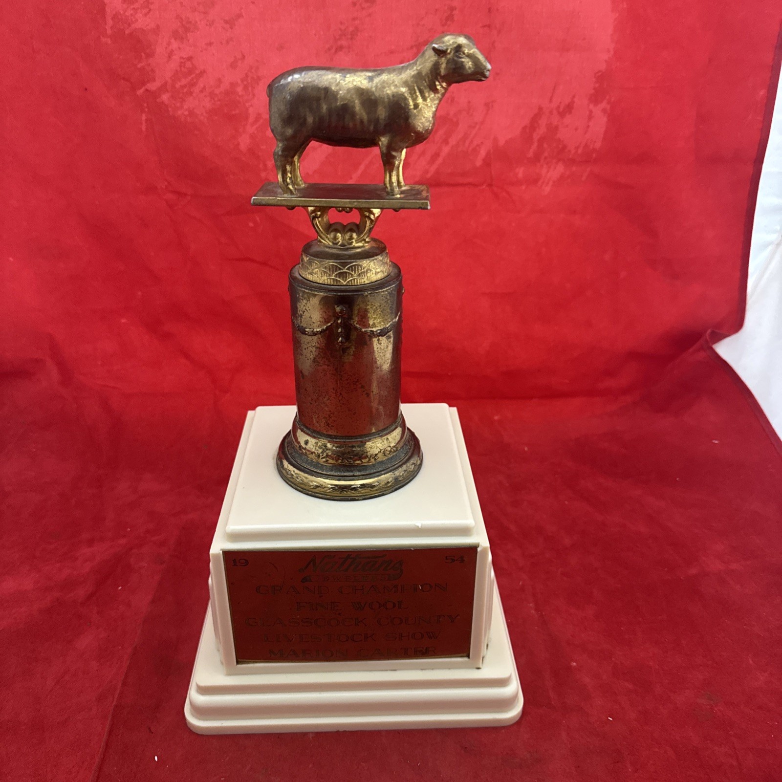 1957 Dodge Inc Trophy Sheep Brass Grand Champion Livestock Removable Plate