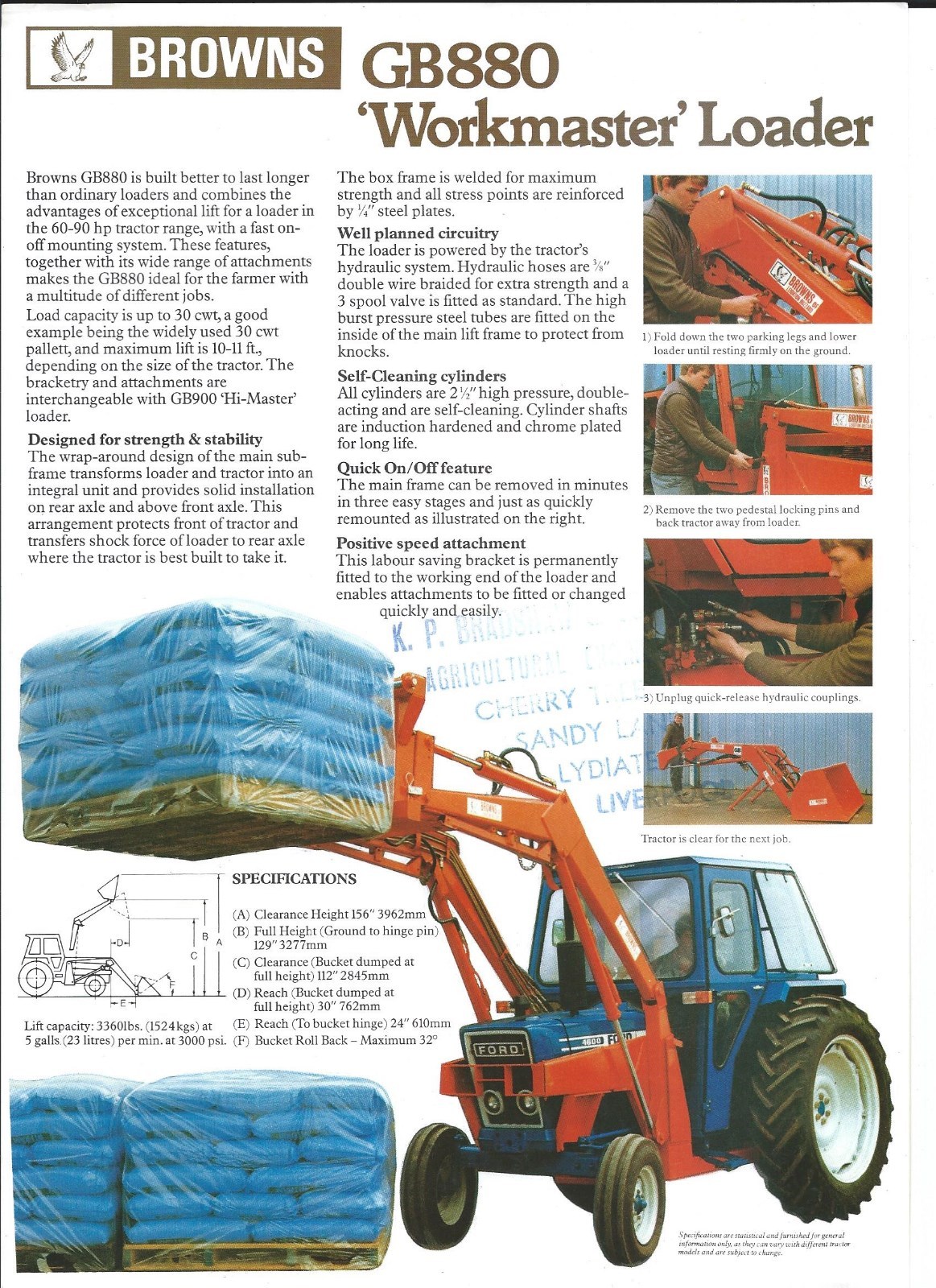Farm Equipment Brochure – Browns – GB880 – Workmaster Loader – c1970 (F5125)