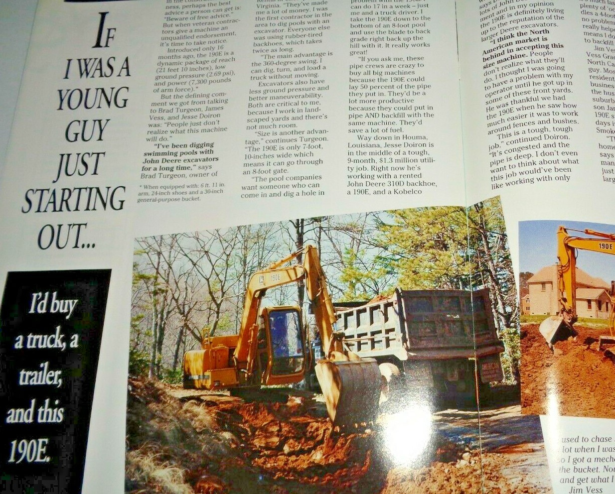 John Deere « Backhoe Brigades » Sales Brochure 5/94 310C/D 190E Excavator 482C JD