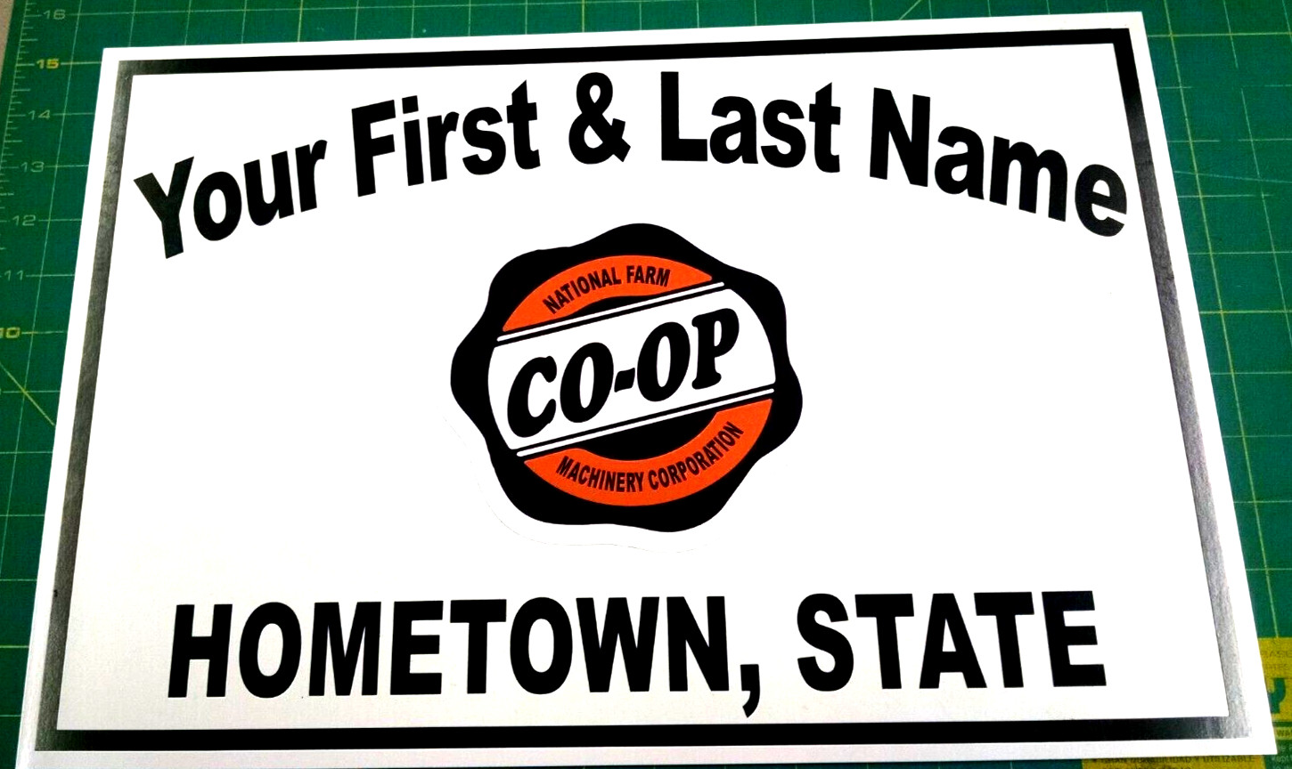 PERSONALIZED C0-0P FARM MCHINERY ALUMINUM NAME SIGN
