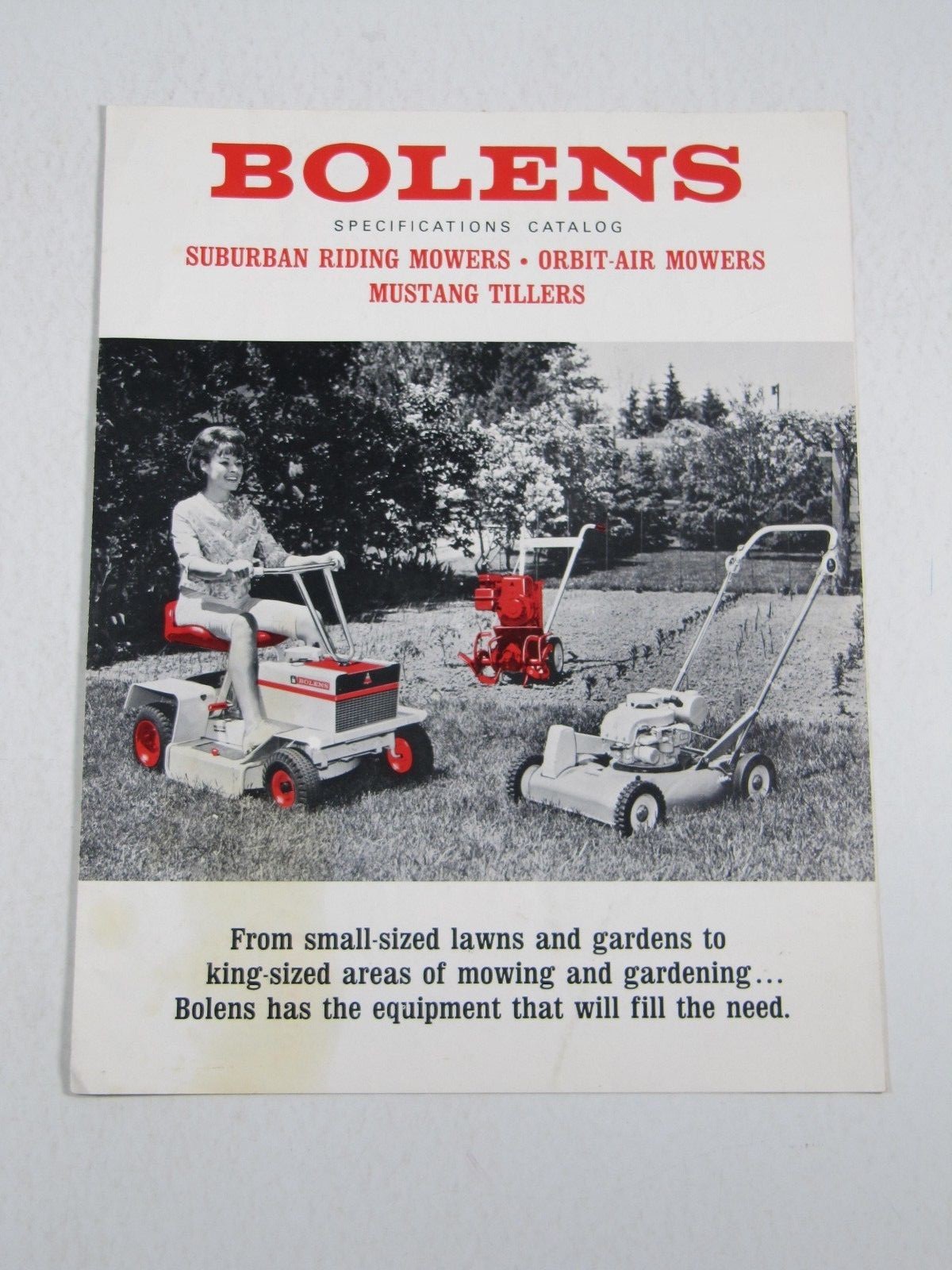 Bolens Specifications Catalog- Suburban Mowers and Tillers 1966 Brochure Flyer