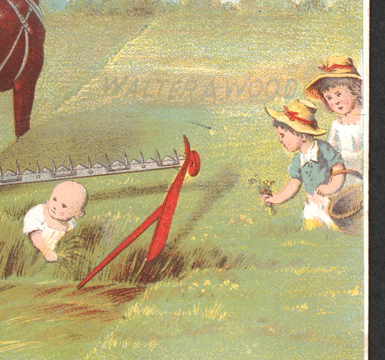 Death Farm Tragedy but Child Saved by Wood Mower Horse Team Victorian Trade Card