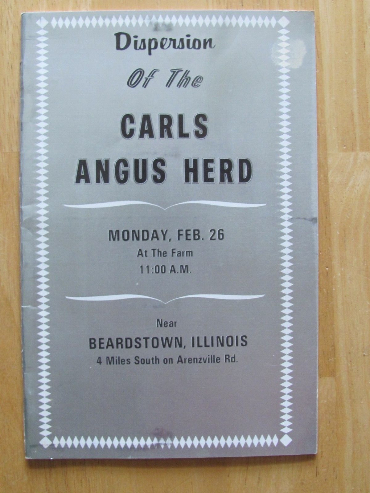 1973 ANGUS BREEDER CATTLE HERD SALES CATALOG ARTHUR CARLS BEARDSTOWN IL