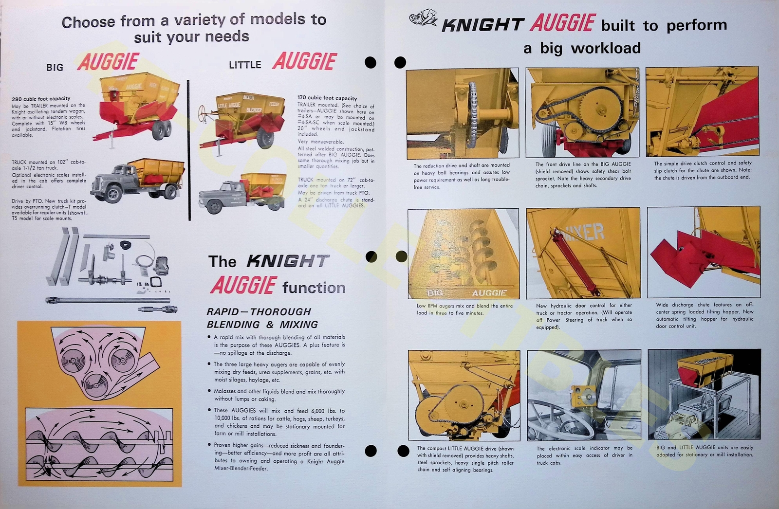 Vintage Farm Brochure Knight Auggie Mixer Blender Feeder 1960s