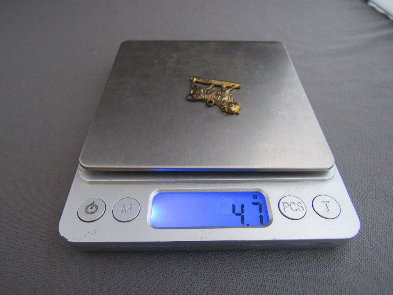 VINTAGE WARRANTED 14K GOLD PLATE BULL DURHAM STEER BULL COW TAG FOB