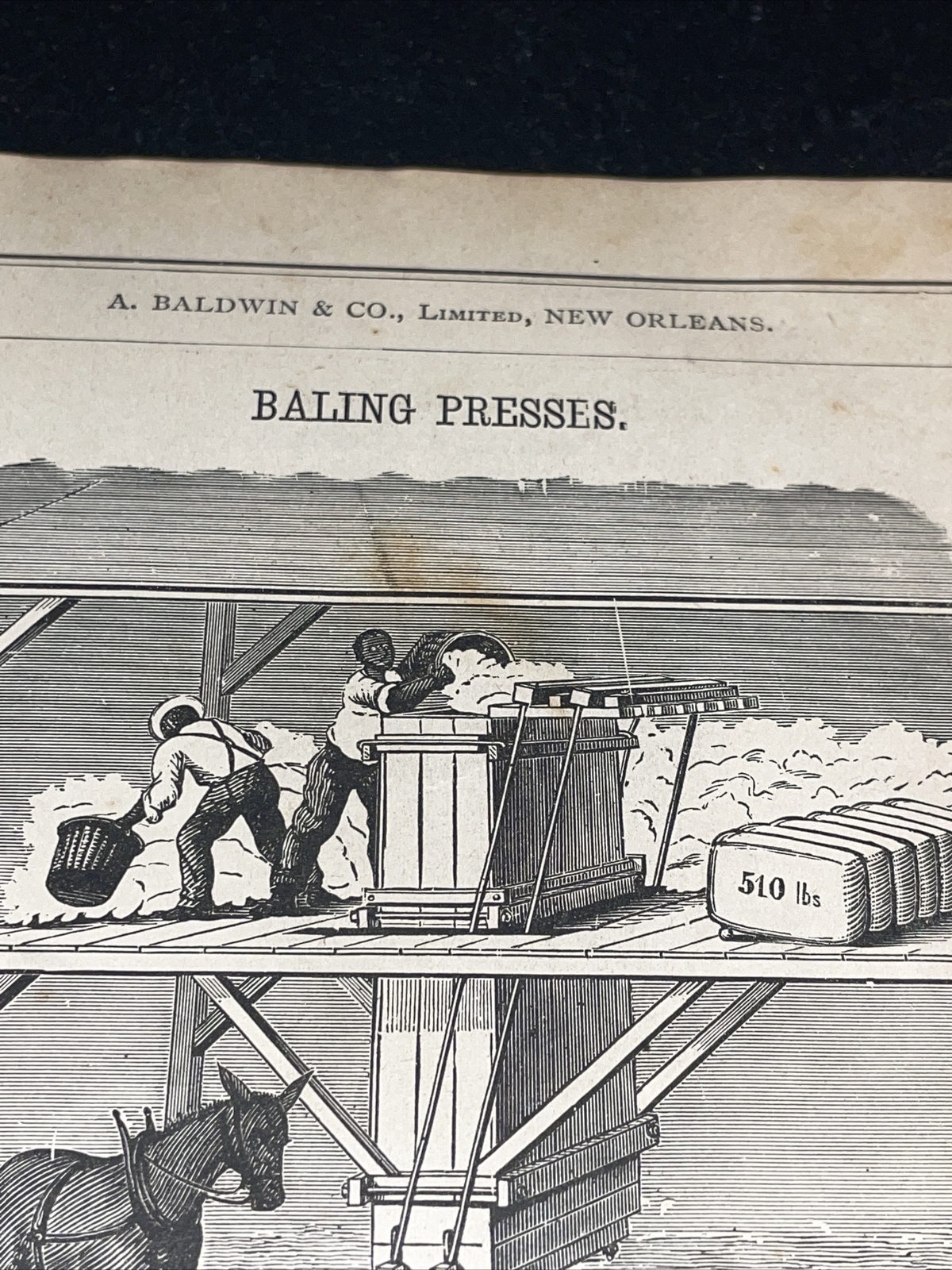 1891 Baldwin – Ivens Horse Power Cotton Press Farm Advertising – New Orleans