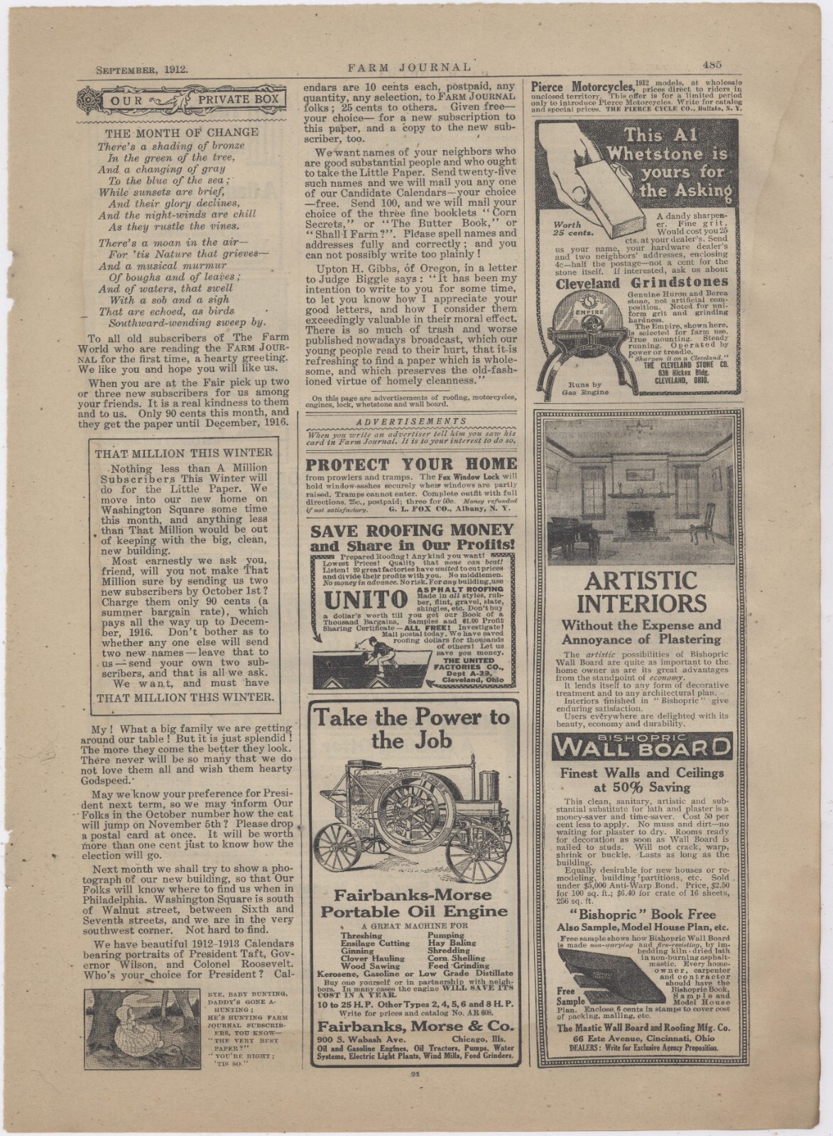 1912 Fairbanks, Morse Ad: Portable Oil Engine – 10-25 hp – Chicago, Illinois
