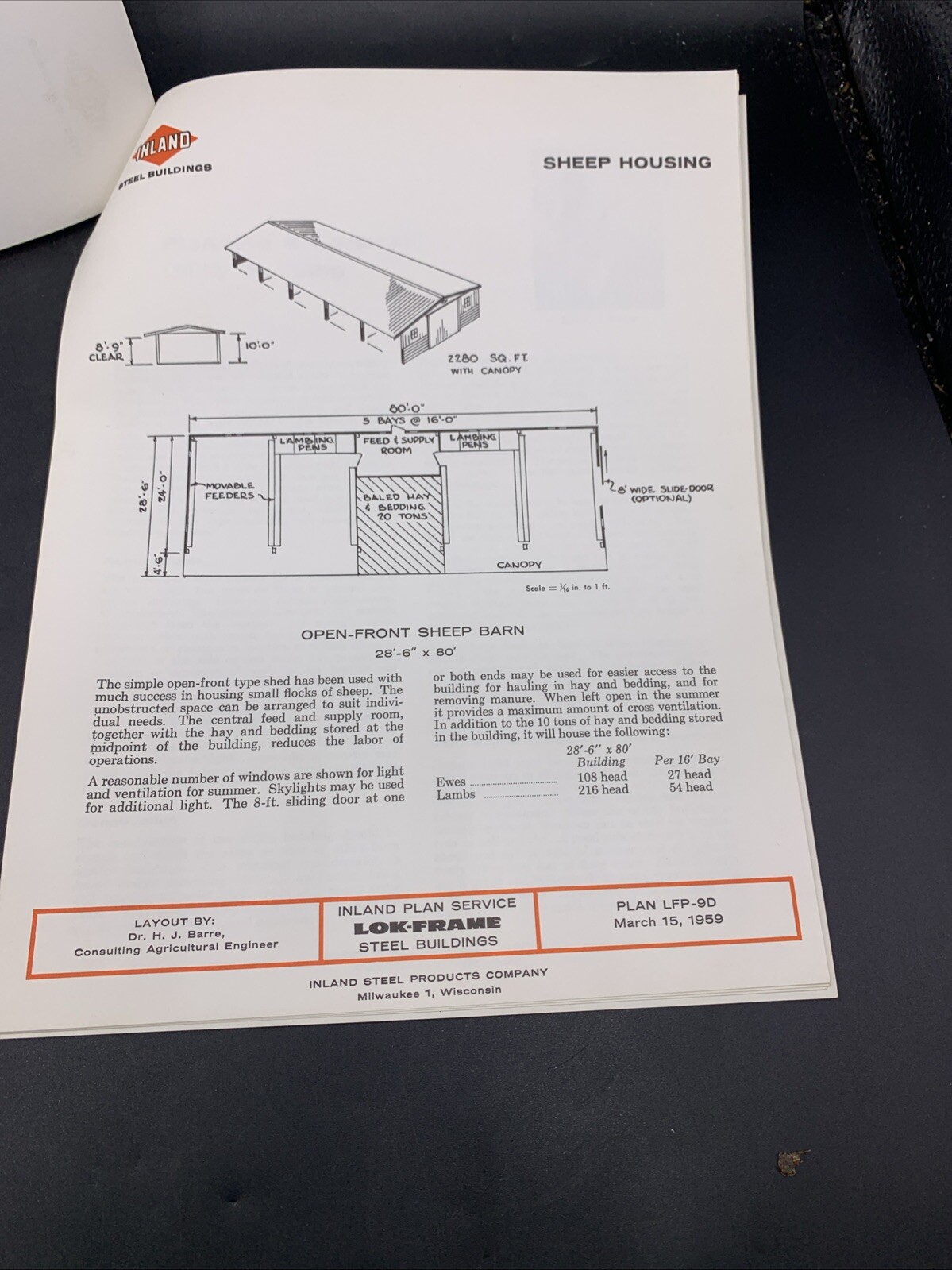 Rare 1959 Inland Steel Agricultural Buildings Plans & Specs-Hogs-Sheep-Poultry