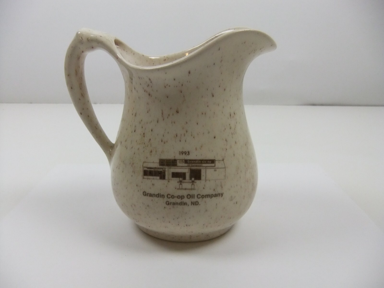 Halstad Elevator & Grandin Co-Op Oil Small Jug Advertising Arnel’s Pottery