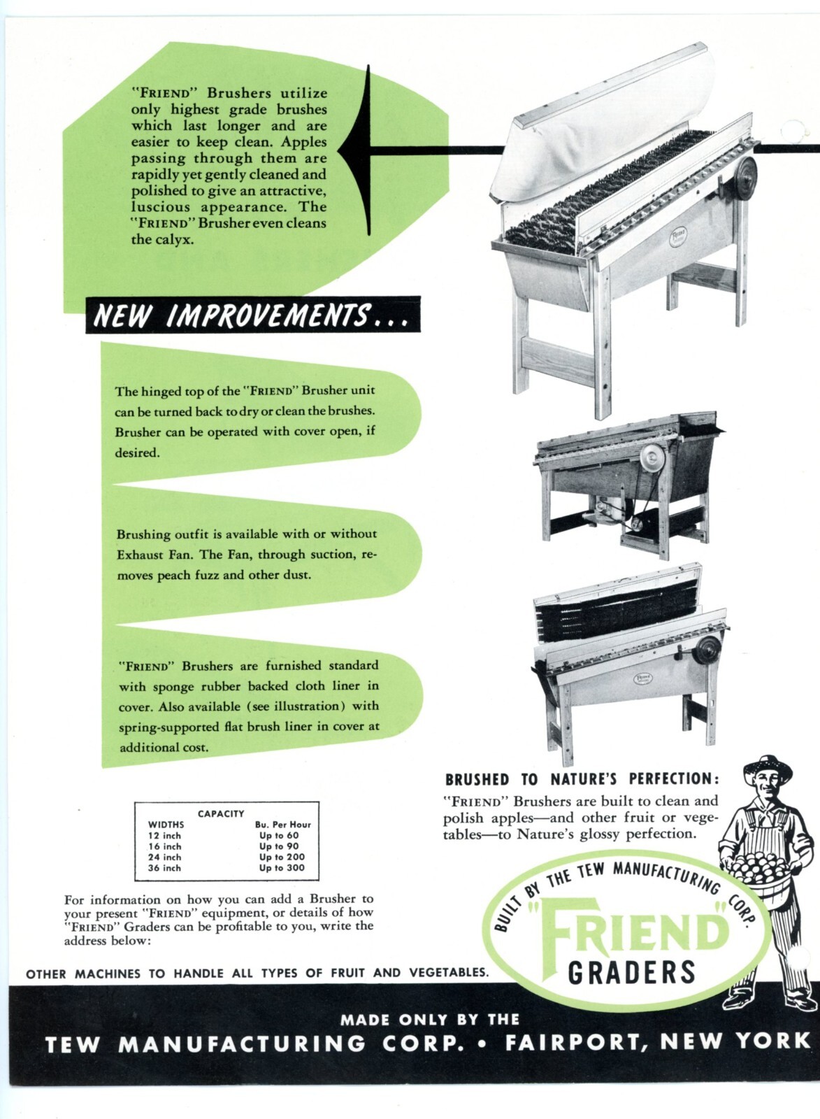 Friend Fruit Brushers TEW Manufacturing Corp Fairport New York brochure