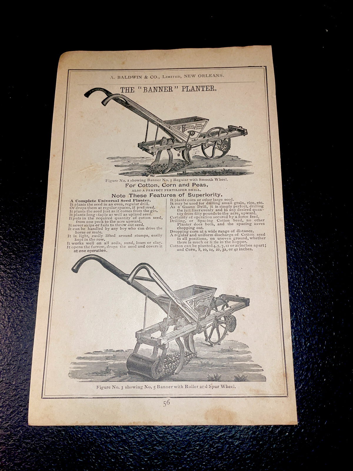 1891 Baldwin – Banner Planter – Deere – Farm Advertising – New Orleans – LA