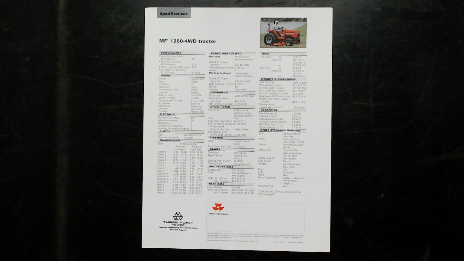 Massey Ferguson MF 1260-4WD Tractor Brochure Vintage Agriculture