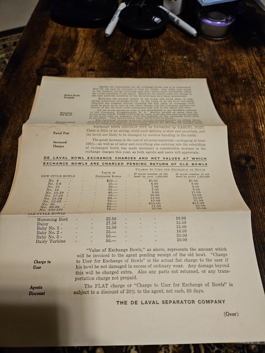 1917 De Laval Cream Separator Co Price List & Documents Bowl Exchange