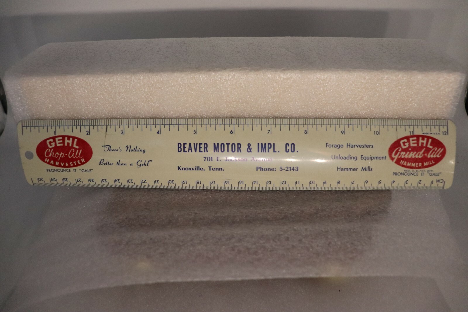 Vintage GEHL Farming Equipment Advertising Beaver Motor & Implement Co. Ruler