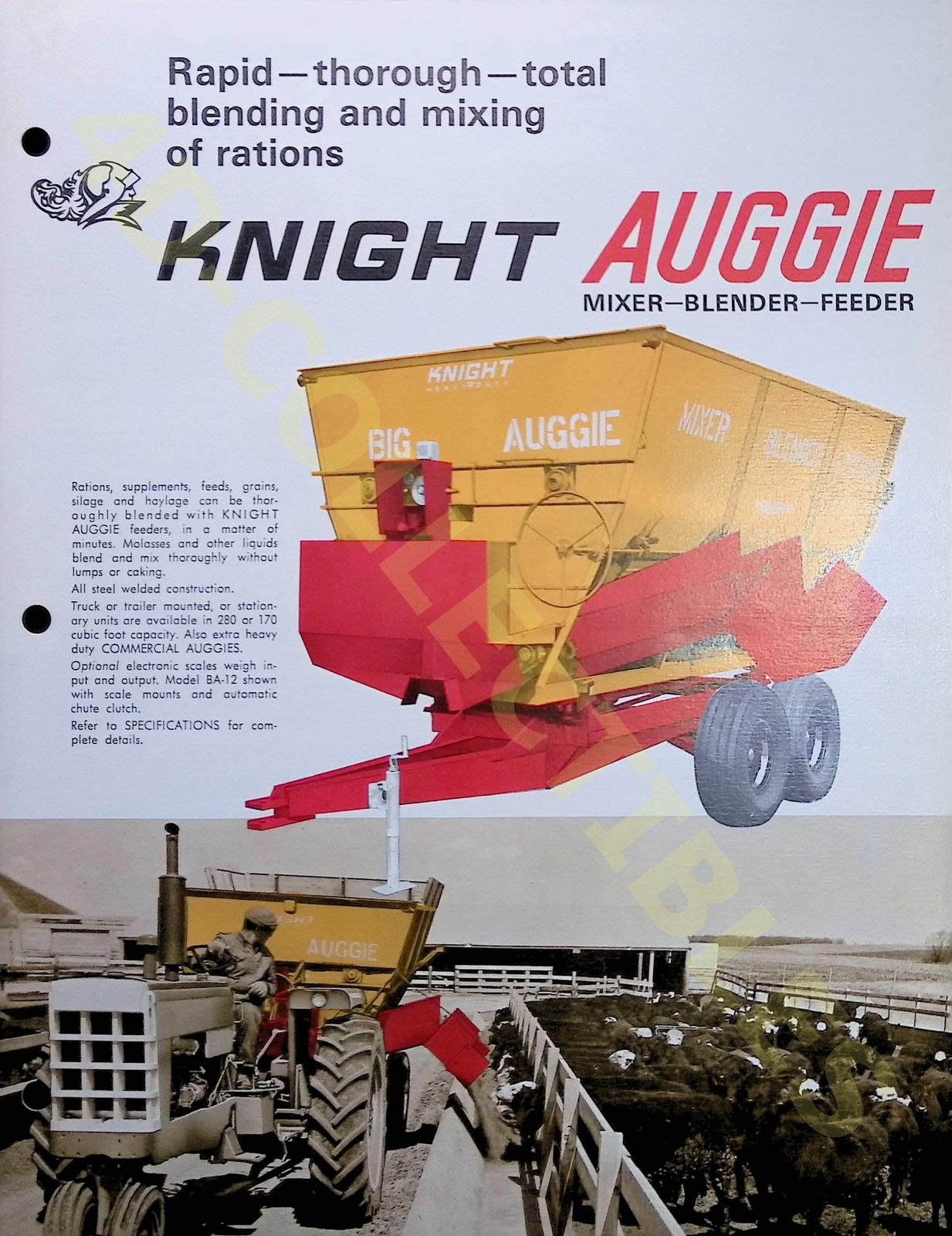 Vintage Farm Brochure Knight Auggie Mixer Blender Feeder 1960s