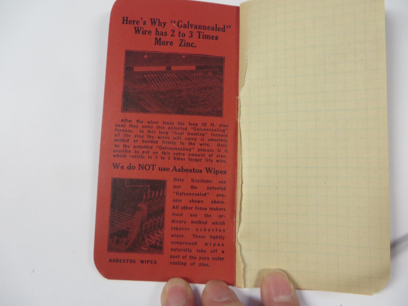 Vtg 1924 Red Strand Fence KEYSTONE STEEL & WIRE CO. Pocket Ledger Advertising