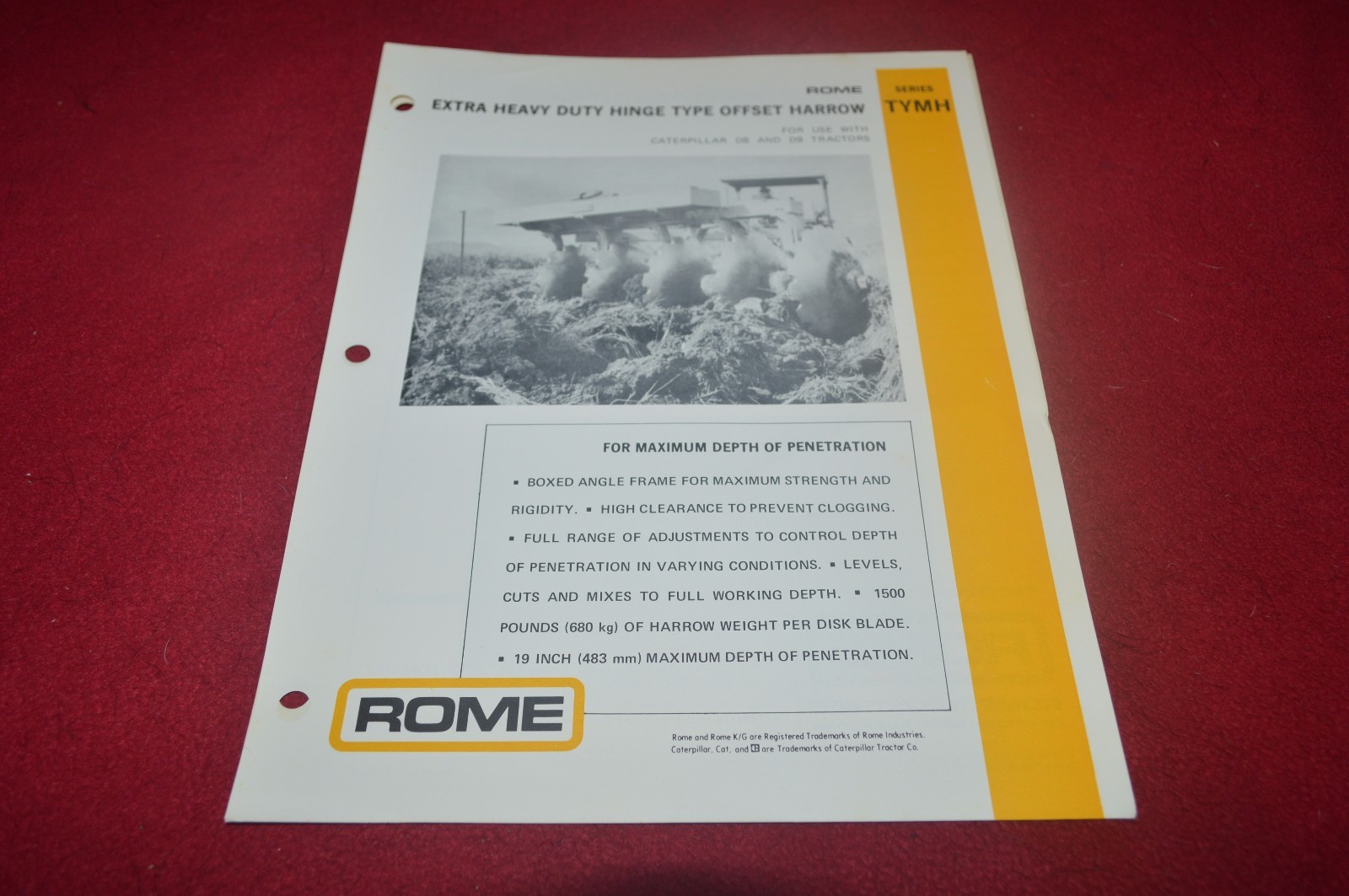 Rome TYMH Offset Disk Harrow Dealer&rsquo;s Brochure CDIL
