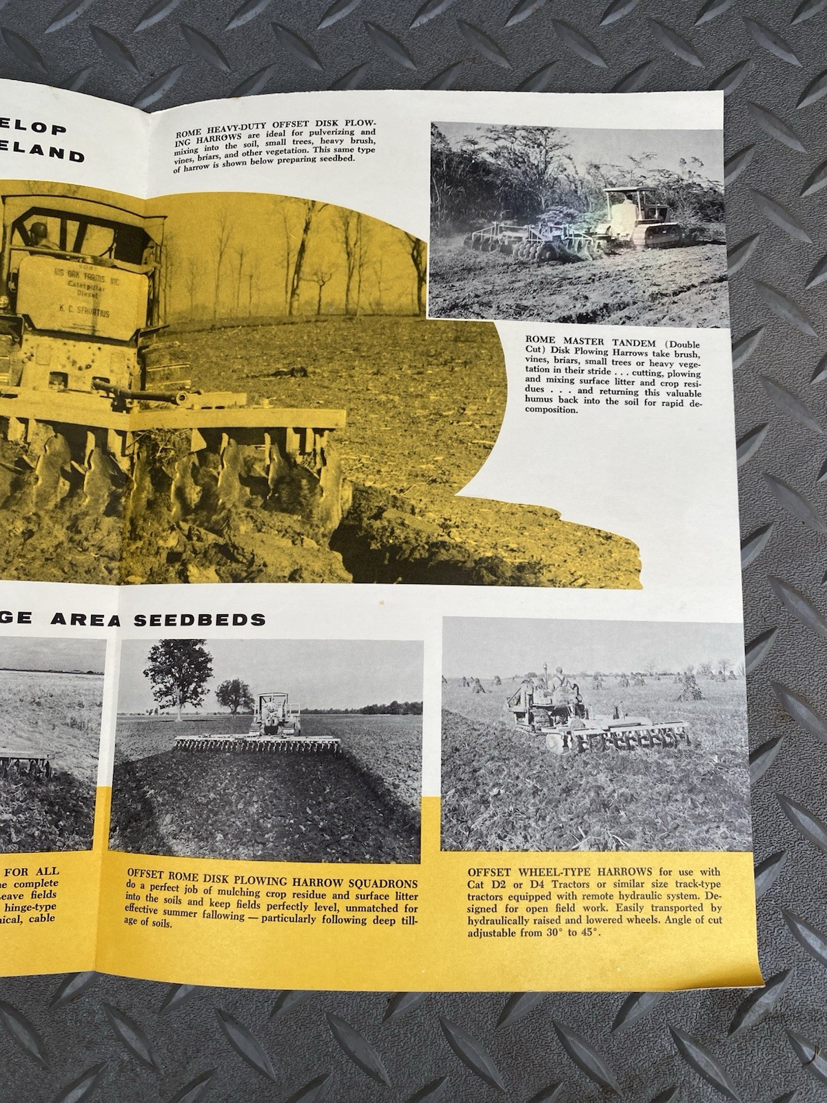 Rome Disk Plowing Harrows 2 page Foldout Sales Brochure 1956