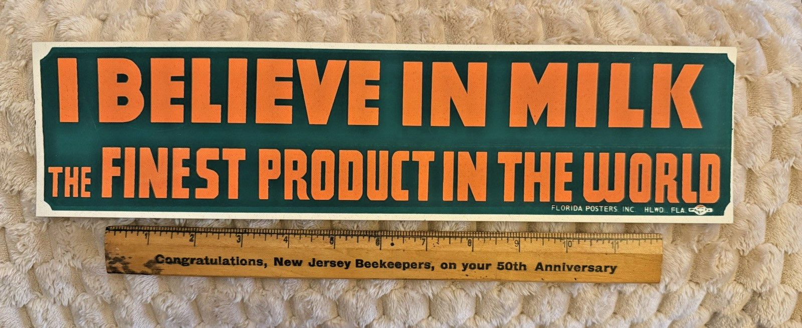 Lg Vintage Florida « I Believe in Milk.. » Bumper Sticker 60s Ag Cows Advertising