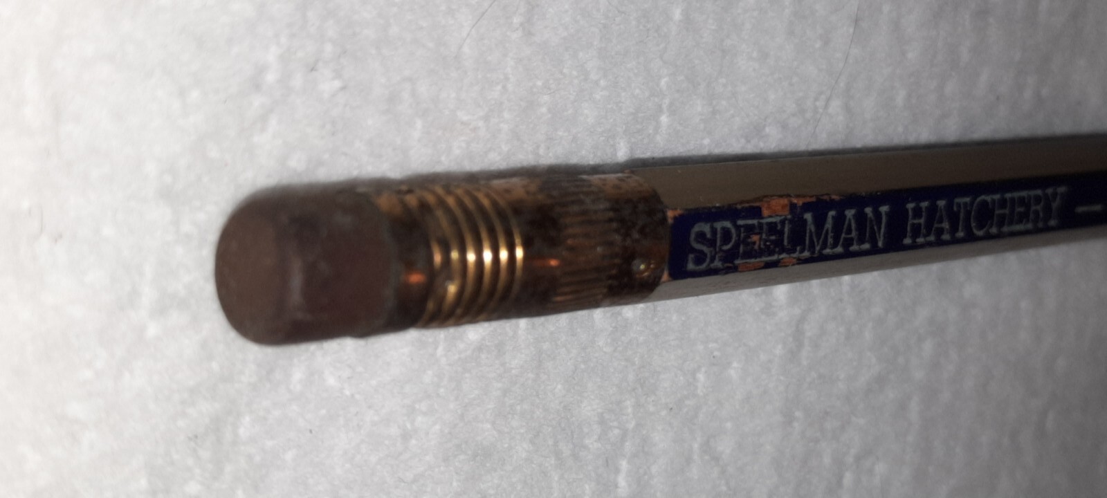 LONG FERRULE « Sherman Hatchery – Phone 1105 » Gold & Black Unused Wood Pencil