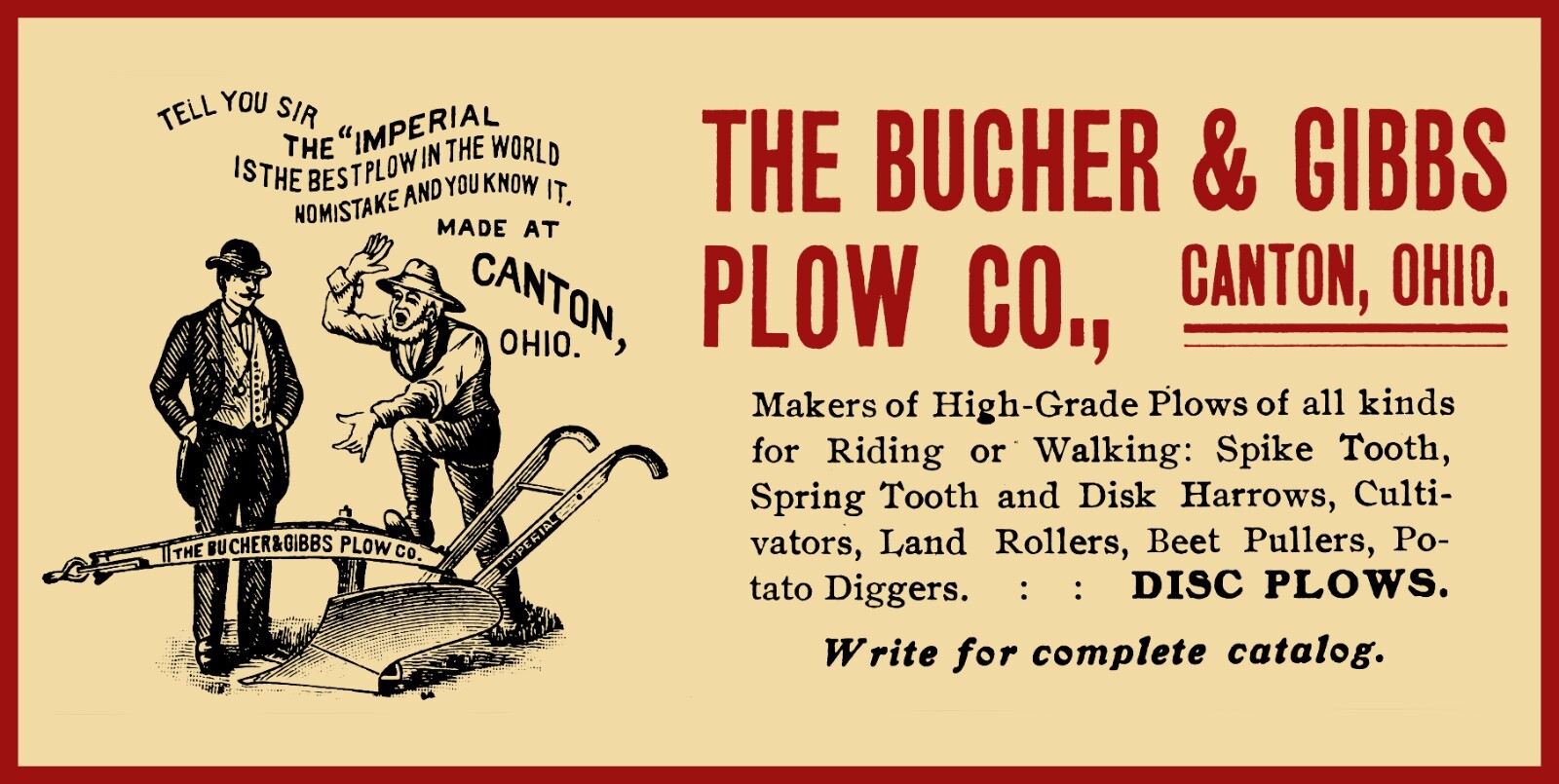 Bucher & Gibbs Plow Co. of Canton OhiO NEW Sign 24×48&Prime; USA STEEL XL Size 10 lbs