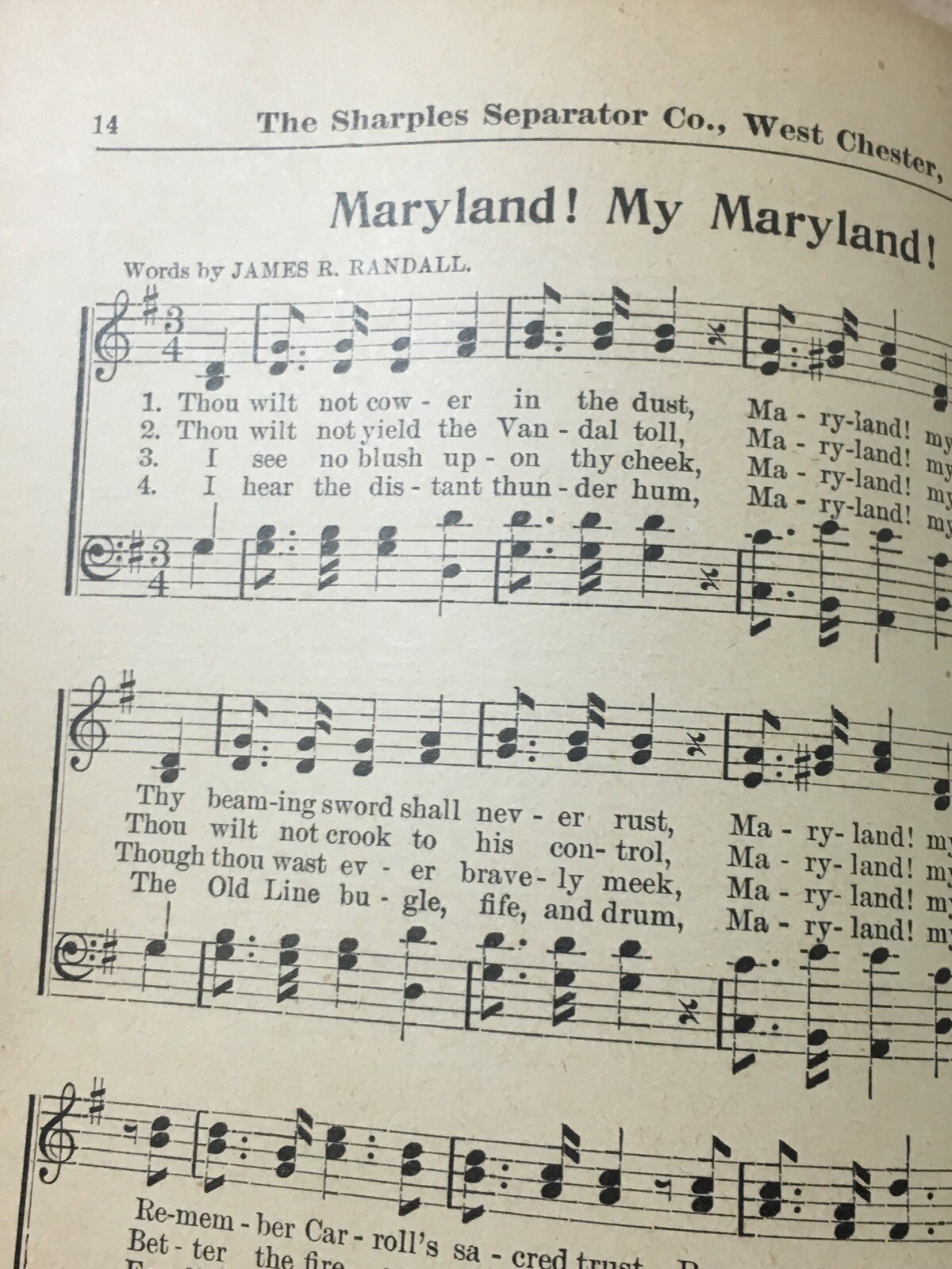 Antique Sharples Separator Co. Old Time Song Book Advertising