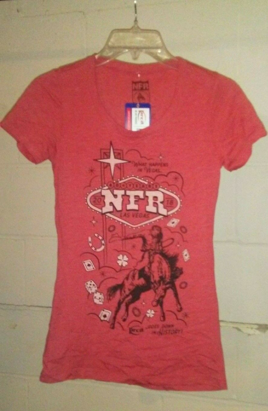 Red 2018 National Finals Rodeo 60th Anniversary Las Vegas Women&rsquo;s S T-Shirt NWT