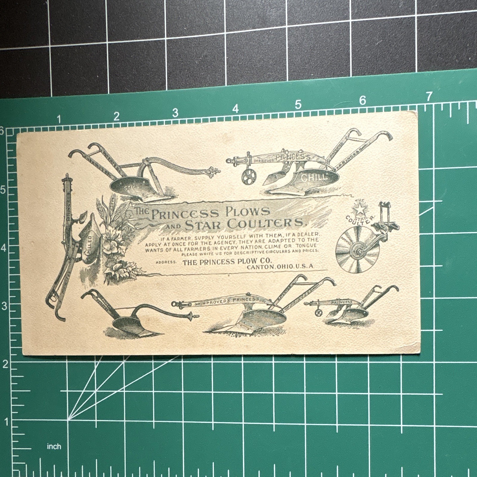 The Princess Plow Co. Agriculture Trade Card, Multicolor Advertising 1880’s